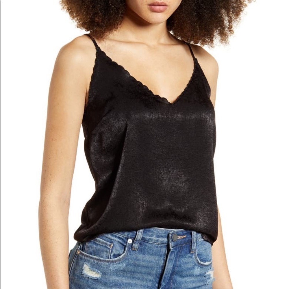 Black satin tank top